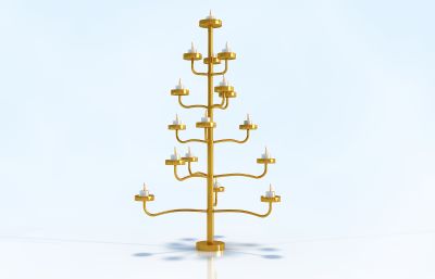多层金色烛台3D模型
