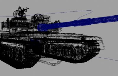 中国MBT2000坦克maya模型,带简单行进动画,有履带绑定