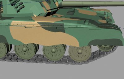中国MBT2000坦克maya模型,带简单行进动画,有履带绑定
