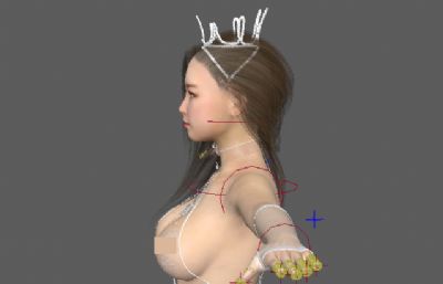 漂亮性感的新娘,皇冠世界小姐,女孩maya模型,MB,FBX两种格式,贴图全,带绑定(网盘下载)