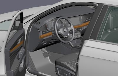 2019款帕萨特新能源 430PHEV混动精英版汽车3D模型,精细内饰