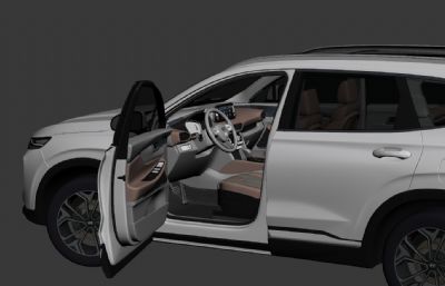 现代2020款胜达SUV汽车3D模型,带精致内饰