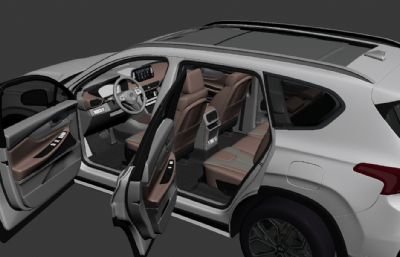 现代2020款胜达SUV汽车3D模型,带精致内饰