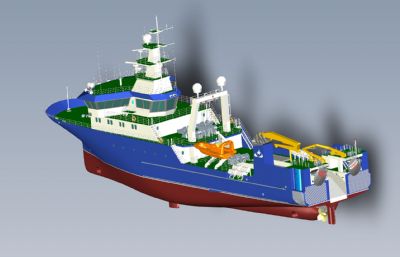中型拖网渔船模型,RHINO设计,STP格式