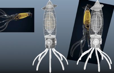 次世代机械乌贼OBJ模型素模