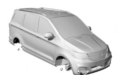 五菱宏光商务车外型外壳SLT格式模型