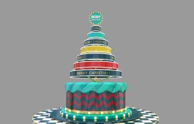 圣诞蛋糕树美陈3D模型