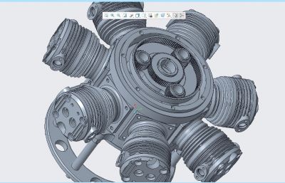 7缸径向星形发动机STP格式模型