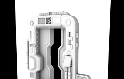 科幻大门,舱内自动门OBJ模型白模
