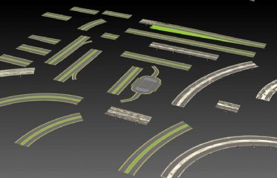 几十款公路,高速公路,高架桥3D模型+路标指示牌模型