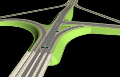 几十款公路,高速公路,高架桥3D模型+路标指示牌模型