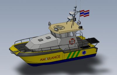 海上医疗船,救护船3D模型