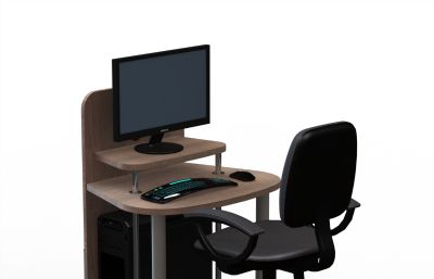 4S店休息区电脑桌椅组合模型,IGS格式