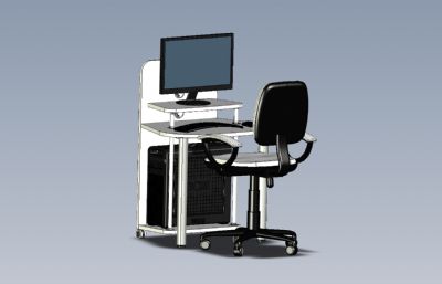 4S店休息区电脑桌椅组合模型,IGS格式