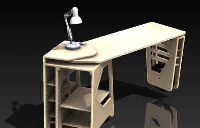 可旋转的办公桌,电脑桌3D模型,SLDPRT,STEP格式