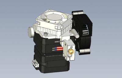 3D打印机里的材料挤出机,喷嘴3D模型,STEP格式