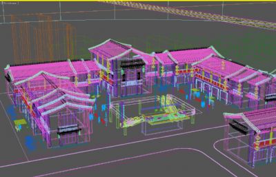 中式商业广场,商业街3D模型,第一张预览图不代表完整作品