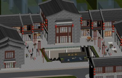 中式商业广场,商业街3D模型,第一张预览图不代表完整作品