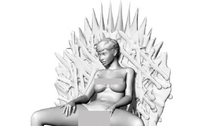 坐在铁王座上的性感女人3D打印模型