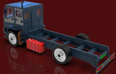 四座卡车车头底盘3D模型,STEP格式