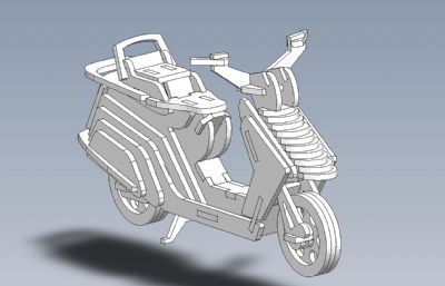 积木拼装小型摩托车玩具模型