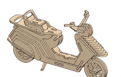 积木拼装小型摩托车玩具模型