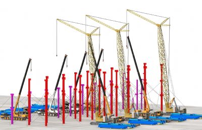 钢结构厂房施工整体场景3D模型