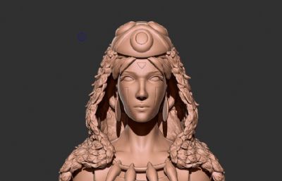 幽灵公主胸像,上半身雕像STL格式模型