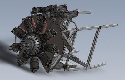 九缸星型发动机3D模型(网盘下载)