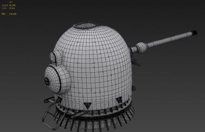 军舰甲板炮3D模型素模