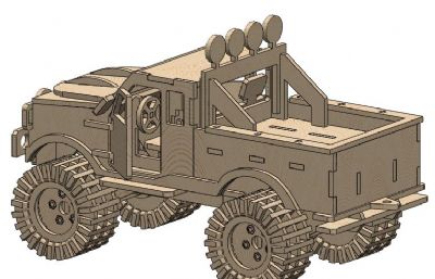皮卡车拼装玩具3D模型