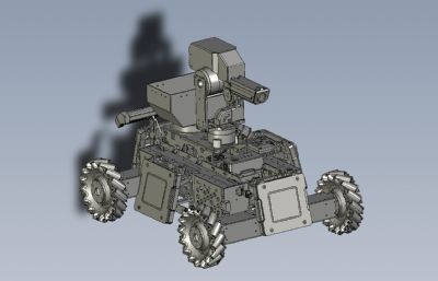 四轮战争机器人战车SLDPRT,STEP格式模型(百度网盘下载)
