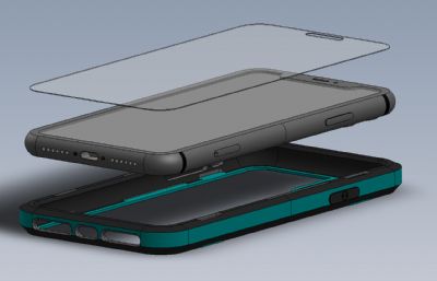 iphone11手机保护壳和贴膜3D模型,SLDPRT,SETP,IGS,STL多种格式