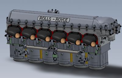 劳斯莱斯汽车汽缸3D模型(网盘下载）