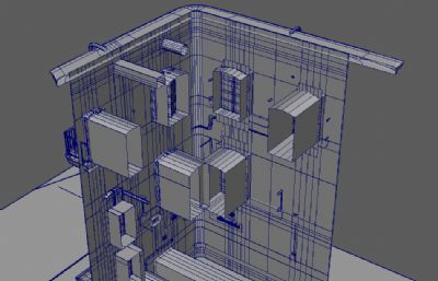 两层小楼房墙面设计maya模型