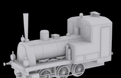 卡通风格的火车头3D模型白模