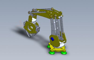 简易机械带臂机械爪3D模型