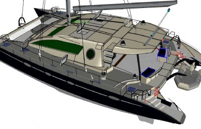 双体快艇船3D模型,RHINO设计