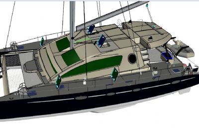 双体快艇船3D模型,RHINO设计