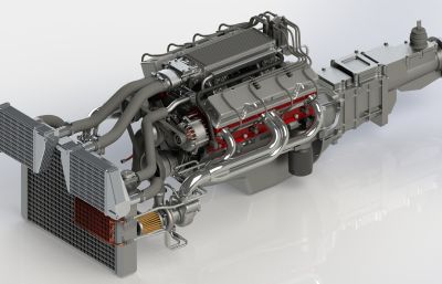 带变速器的V8发动机IGS格式图纸模型