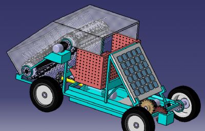 立体固沙车,种草车3D模型,STP格式