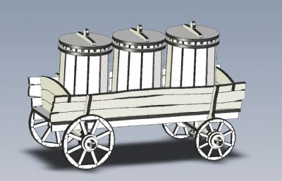 木桶运输车拼装玩具3D模型,OBJ,SKP,IGS,FBX,STEP等格式