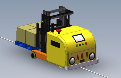 智能叉车运货机器人3D模型