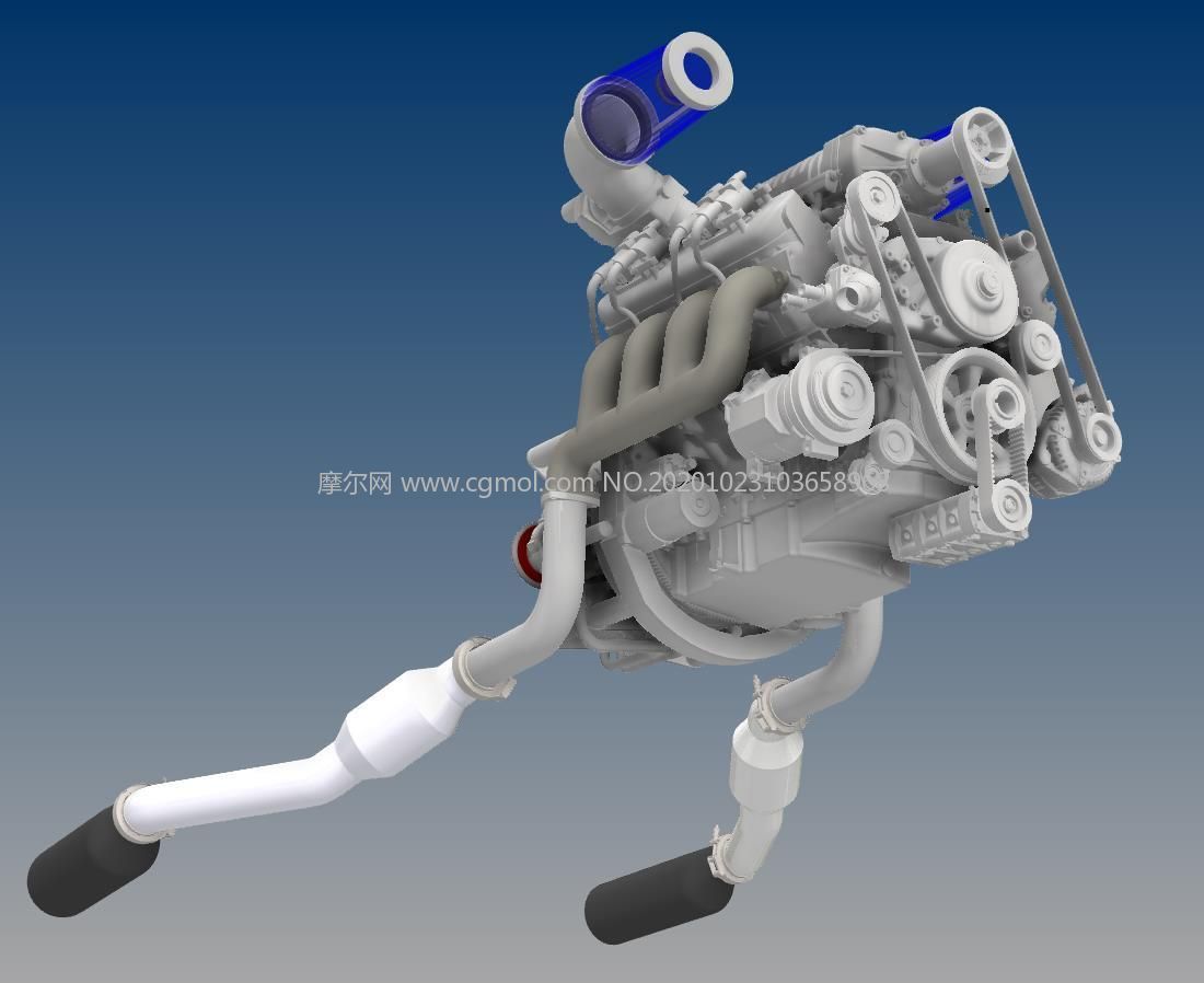 混合动力发动机3D模型,STP格式