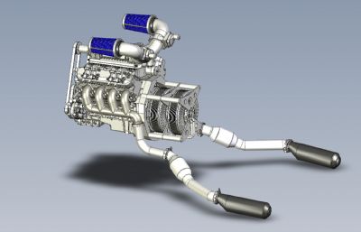混合动力发动机3D模型,STP格式