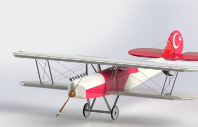 矢量发动机的双翼飞机3D模型,SLDPRT,IGS,STEP格式