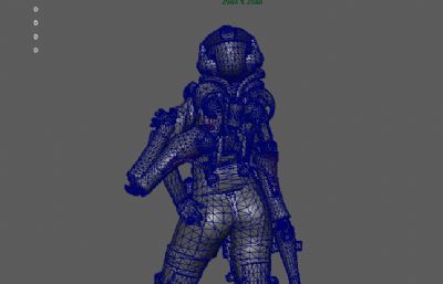 带机器手臂的未来机甲女士兵,机甲战士maya模型,mb,obj,fbx格式