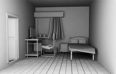 maya客厅,卧室,洗手间等室内场景模型