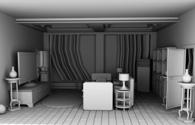maya客厅,卧室,洗手间等室内场景模型