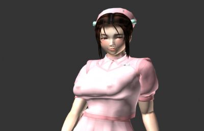 甜美小护士3D模型低模,人体和衣服是独立的